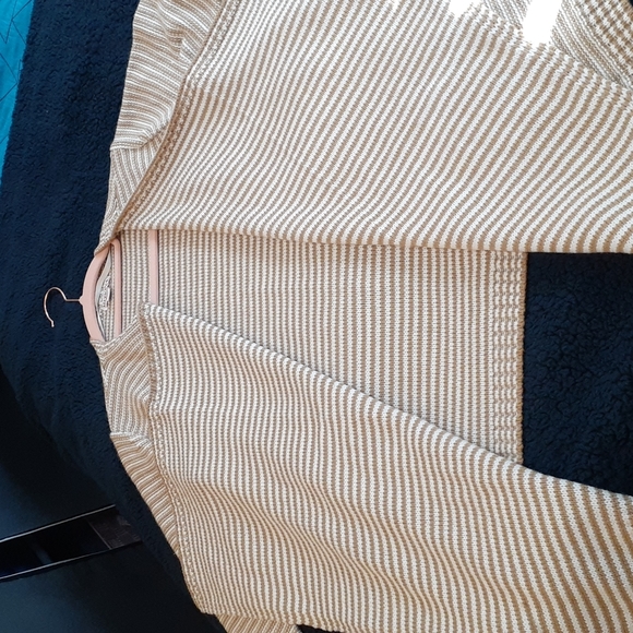 Merona Chunky Layering Tan/White striped Cardigan NWT - #802CP7 - Picture 3 of 9